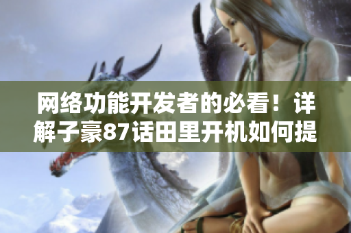 網(wǎng)絡(luò)功能開(kāi)發(fā)者的必看！詳解子豪87話田里開(kāi)機(jī)如何提升軟件性能