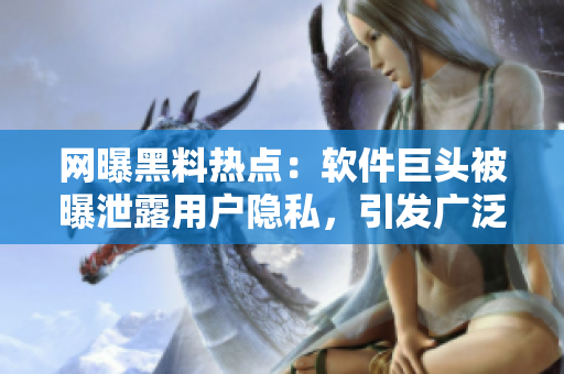 網(wǎng)曝黑料熱點：軟件巨頭被曝泄露用戶隱私，引發(fā)廣泛關(guān)注