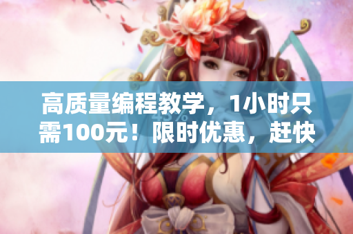 高質量編程教學，1小時只需100元！限時優(yōu)惠，趕快預約！