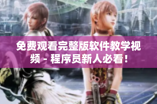 免費觀看完整版軟件教學視頻 - 程序員新人必看！