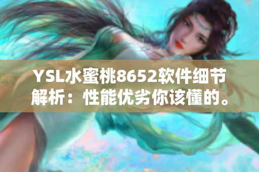 YSL水蜜桃8652軟件細節(jié)解析：性能優(yōu)劣你該懂的。