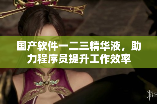 國產(chǎn)軟件一二三精華液，助力程序員提升工作效率