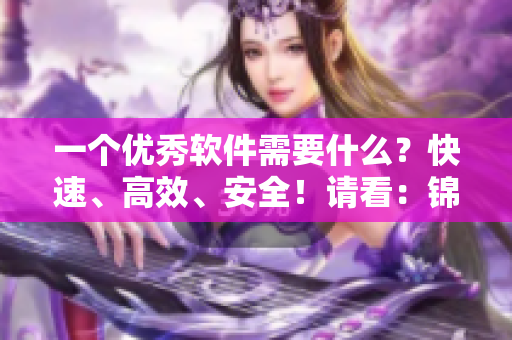 一個優(yōu)秀軟件需要什么？快速、高效、安全！請看：錦鏢人級的軟件研發(fā)秘訣！